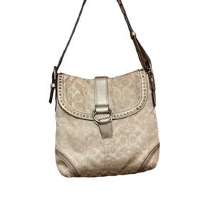 Coach Gold Studded Lurex Signature Flap Duffie bag #12852